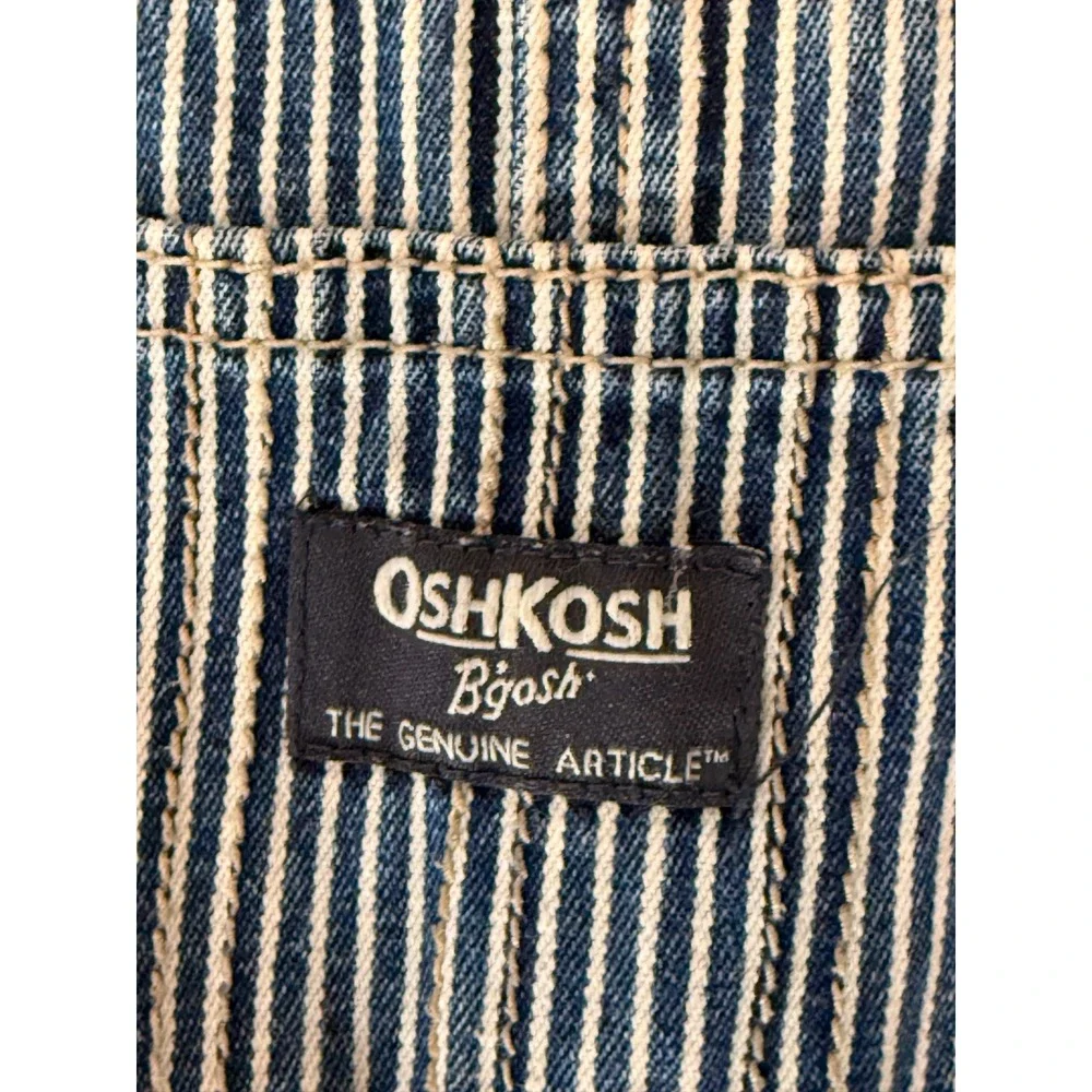OshKosh B'gosh Bib Overalls Blue Railroad Striped Denim One Piece 2015 12 months